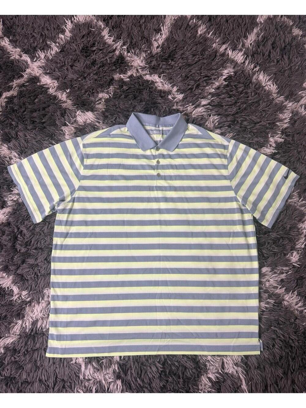 Nike Golf Dri Fit Shirt Mens XXL Tour Performance Striped Polo Lime Green